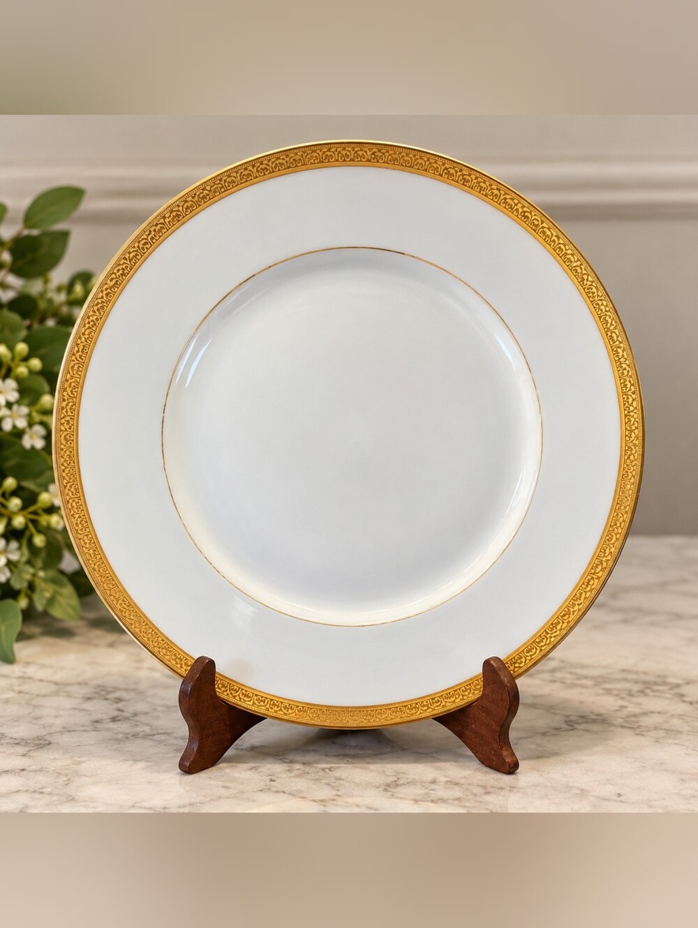Antique BM de M Limoges France Gumps Gold Gilt Plate 8.25" French Porcelain